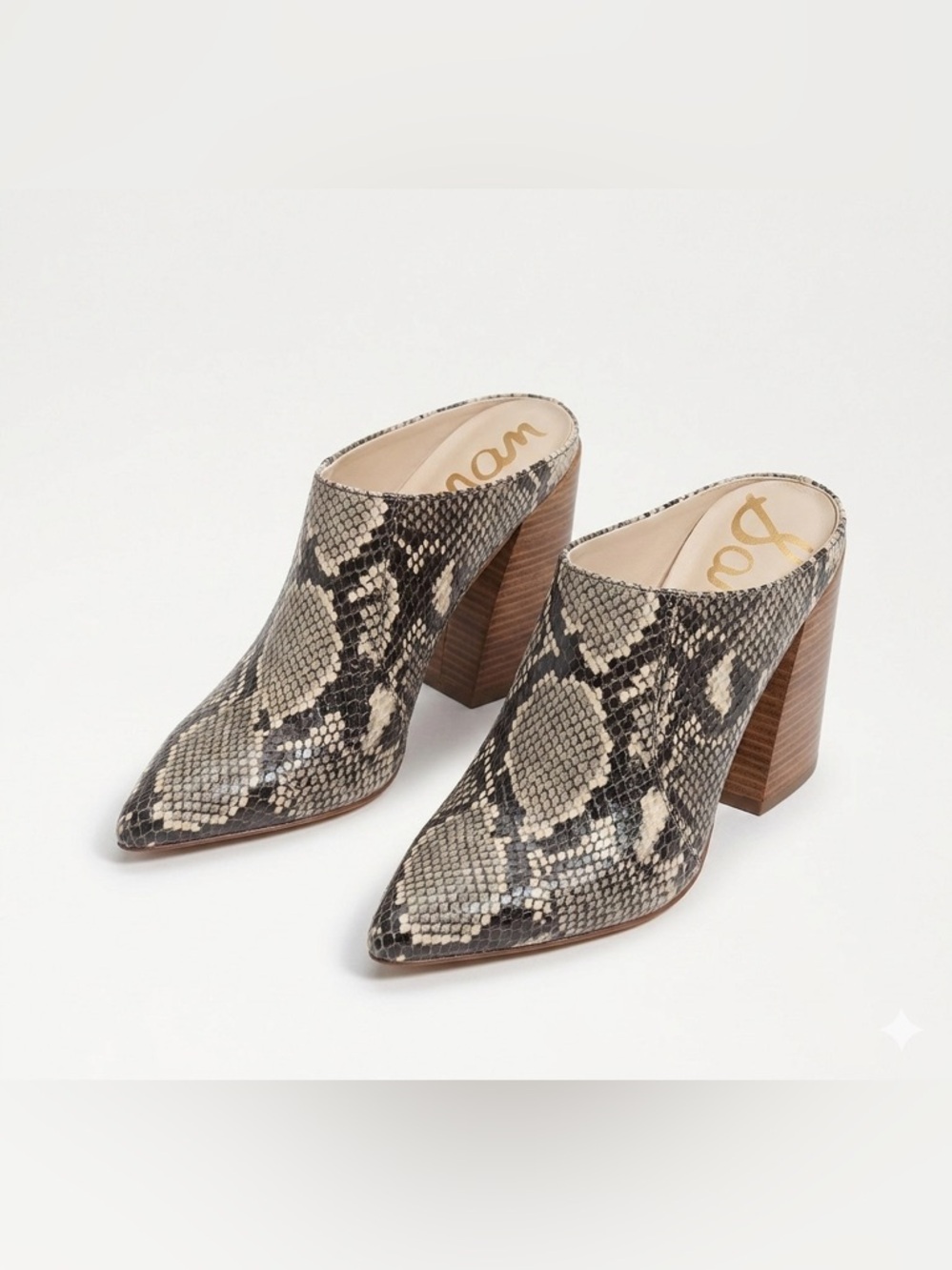 Sam Edelman Snake Print Pointed Toe‎ Mule Heel Western Chic Y2K 7.5
